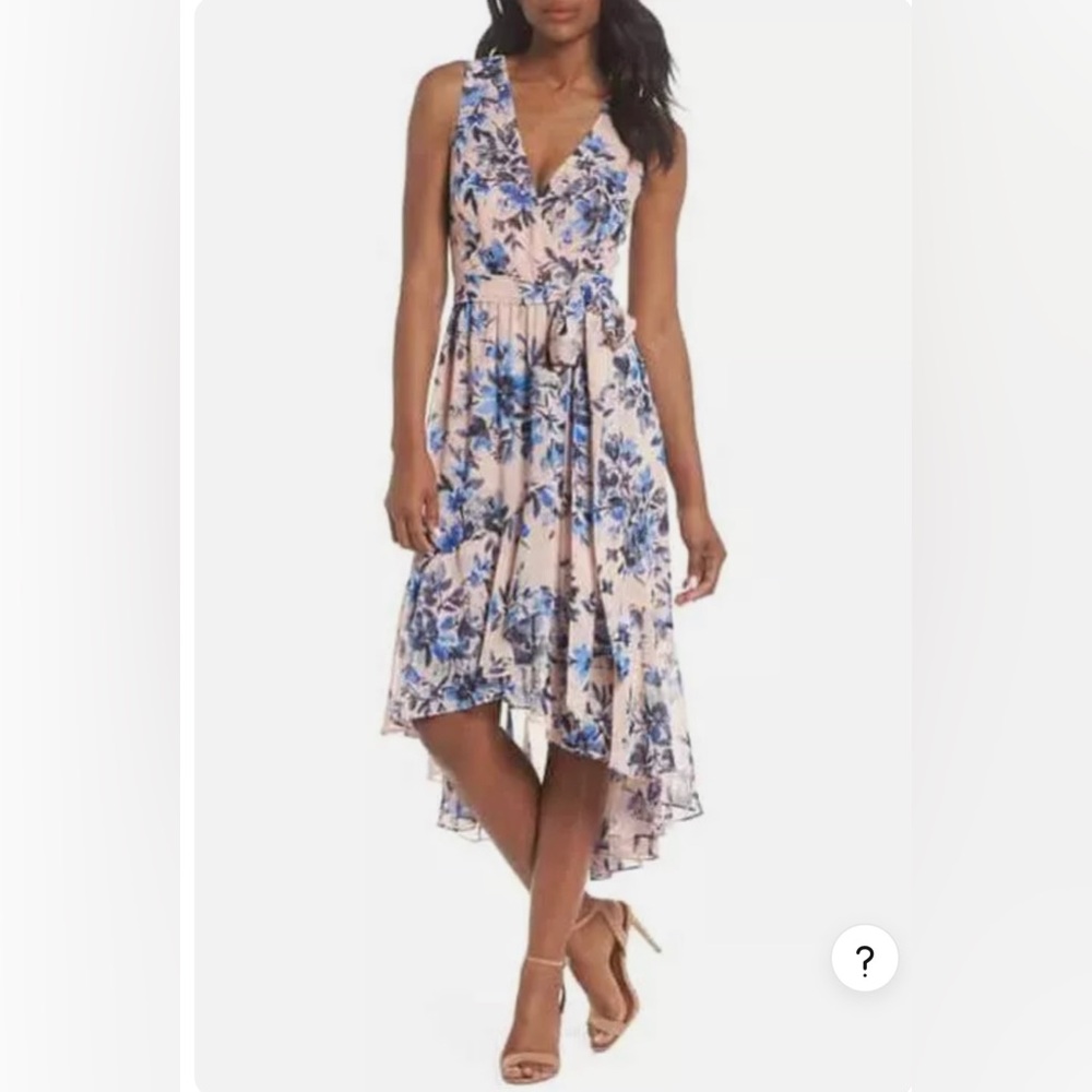 ELIZA J FLORAL SLEEVELESS HIGH LOW MAXI DRESS sz